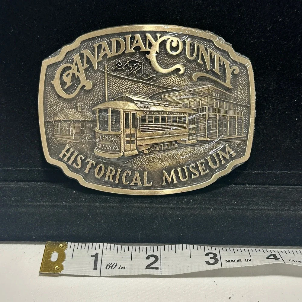 Vintage 1984 Canadian County Museum Brass Trolley Limited Edition Belt Buckle